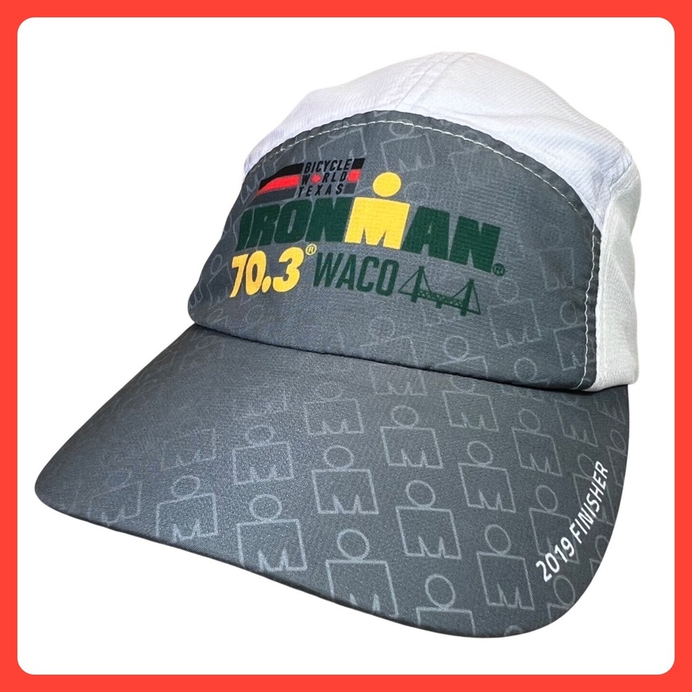 Ironman 5 Panel Hat Cap‎ Boco Gear  White Gray 70.3 Waco Texas 2019 Finisher